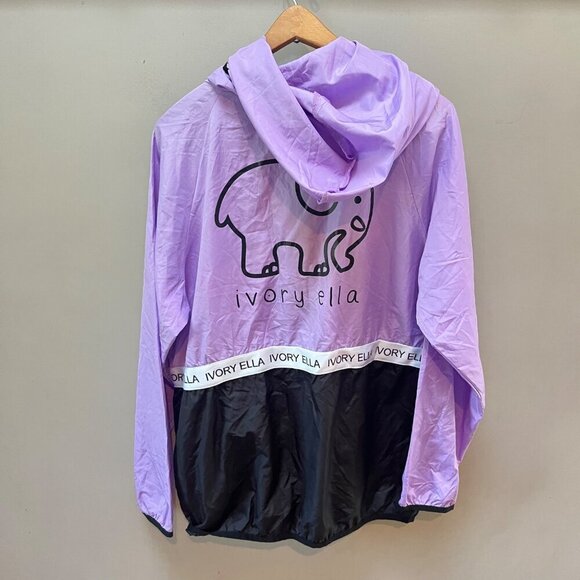 Ivory Ella Womens Purple & Black Hooded Windbreaker‎ Jacket Size M - Picture 4 of 5